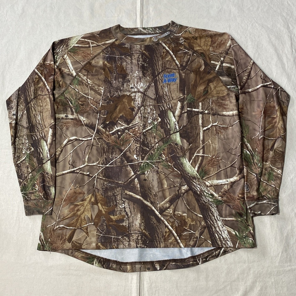 Scent-a-way Men's 2XL Base Layer Real Tree Camo Long Sleeve Outdoor Hunting